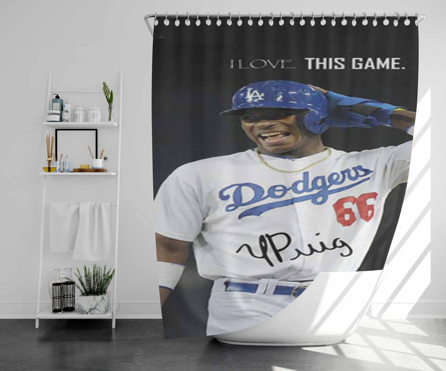 Yasiel Puig Love This Game Bathroom Shower Curtain Fabric Waterproof | 66 X 72 Inch