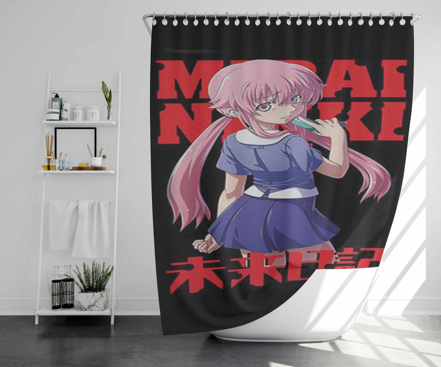 Yuno Gasai Bathroom Shower Curtain Fabric Waterproof | 66 X 72 Inch
