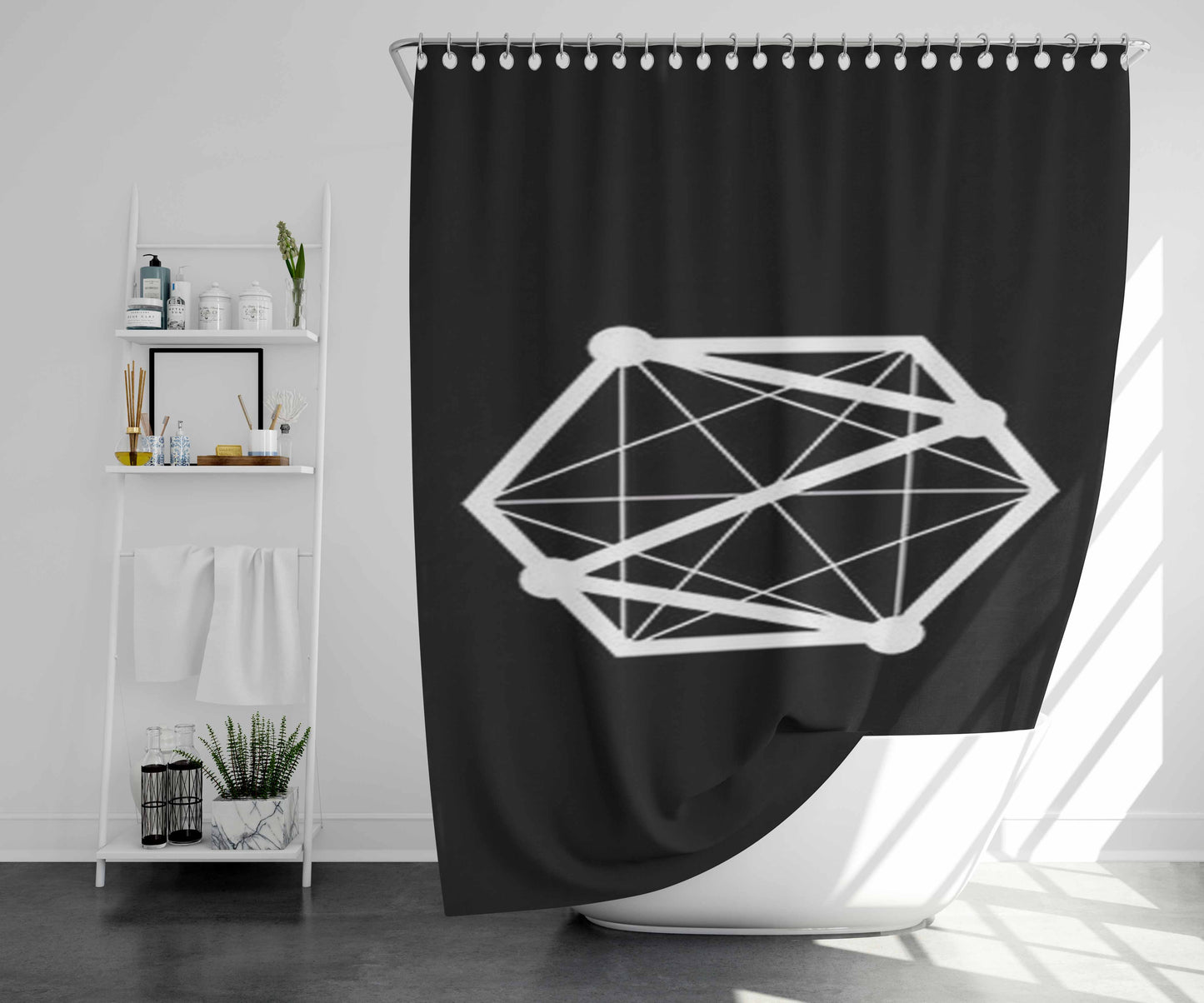 Zade Logo Simple Bathroom Shower Curtain Fabric Waterproof | 66 X 72 Inch