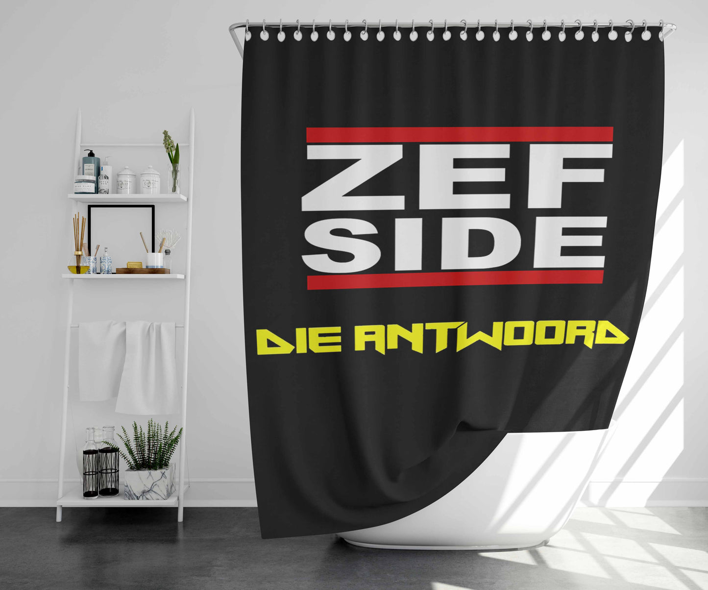 Zef Side Bathroom Shower Curtain Fabric Waterproof | 66 X 72 Inch