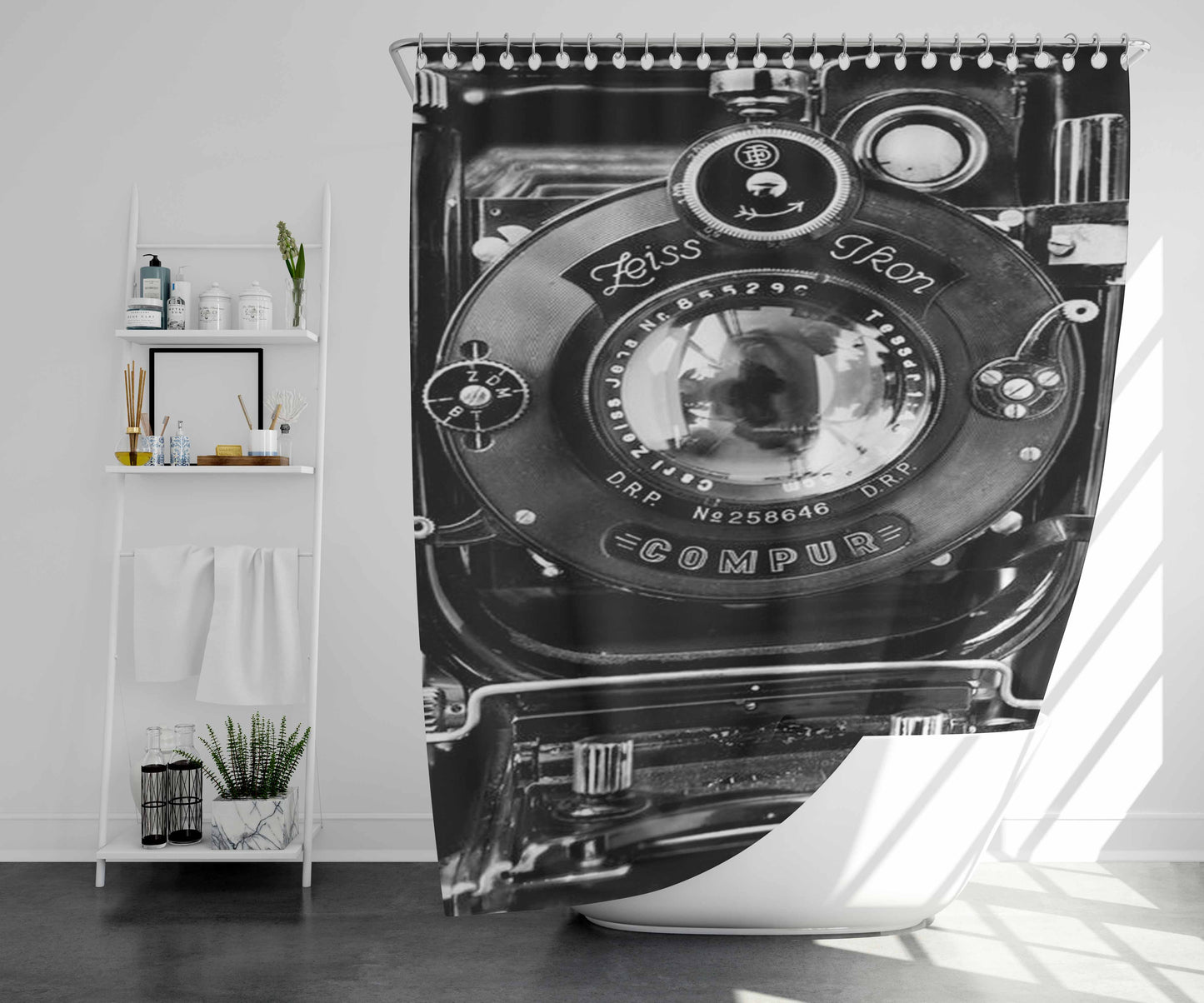 Zorki Vintage Camera Bathroom Shower Curtain Fabric Waterproof | 66 X 72 Inch