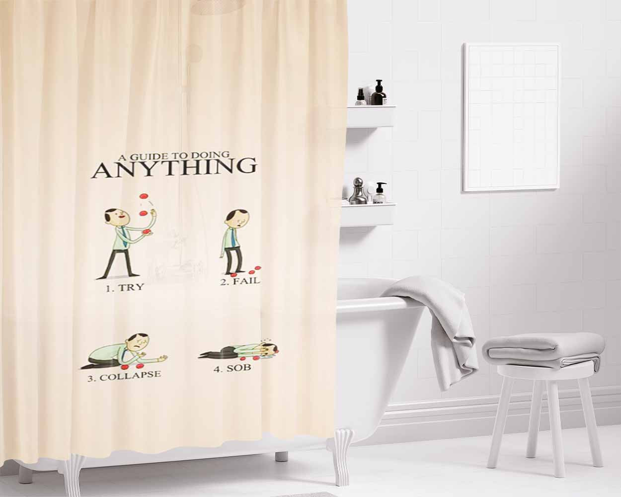 A Green Christmas Bathroom Shower Curtain Fabric Waterproof | 66 X 72 Inch