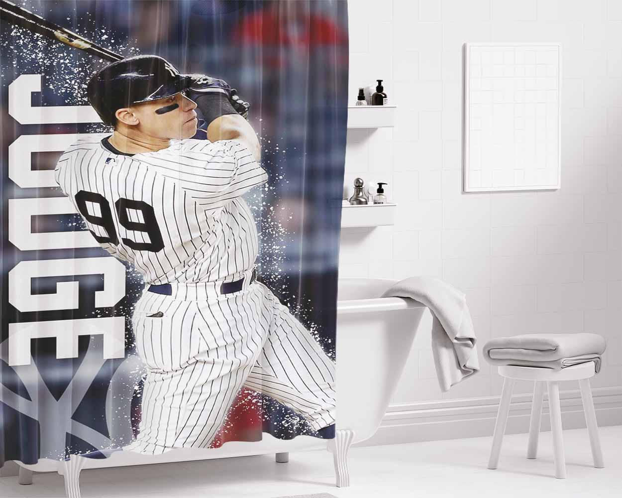 Aaron Judge Yankess Bathroom Shower Curtain Fabric Waterproof | 66 X 72 Inch
