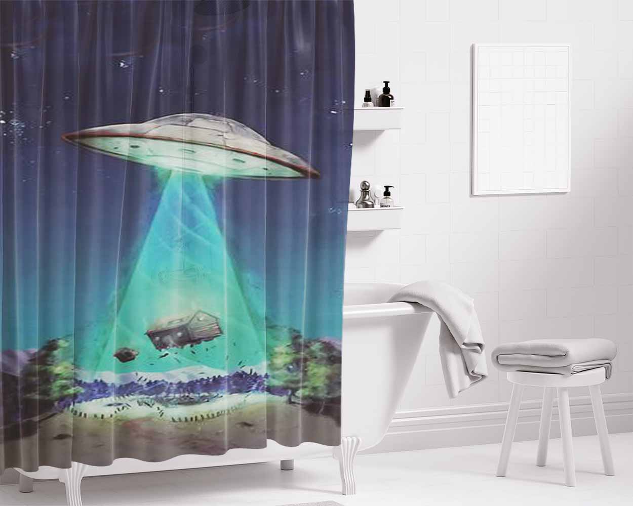 Abducted Bathroom Shower Curtain Fabric Waterproof | 66 X 72 Inch