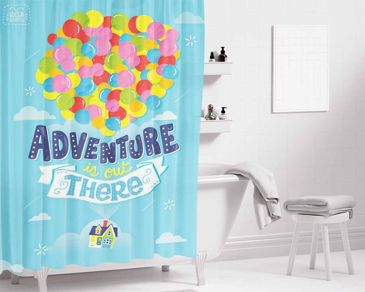 Adventure Is Cut There Bathroom Shower Curtain Fabric Waterproof | 66 X 72 Inch