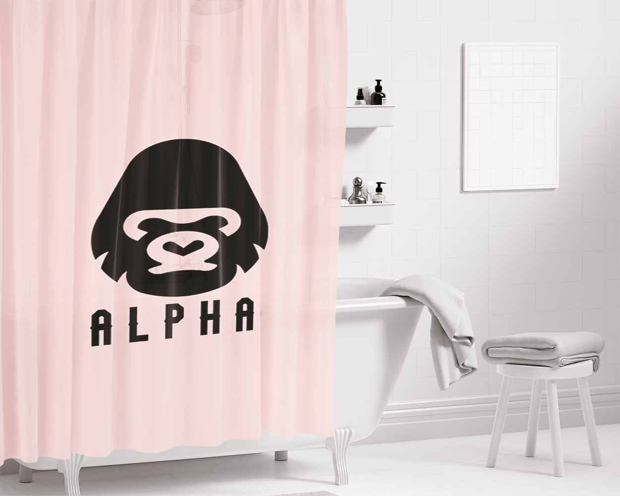 Alpha Gorilla King Kong Bathroom Shower Curtain Fabric Waterproof | 66 X 72 Inch