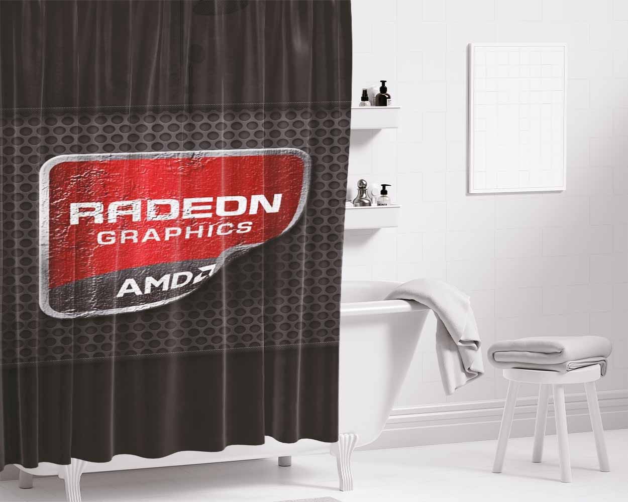 Amd Radeon Graphics Bathroom Shower Curtain Fabric Waterproof | 66 X 72 Inch