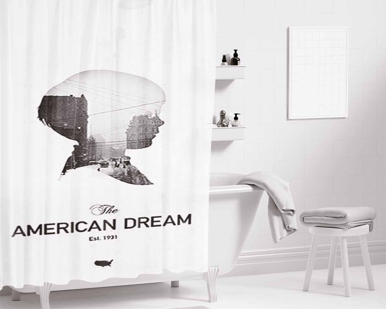 American Dream Bathroom Shower Curtain Fabric Waterproof | 66 X 72 Inch