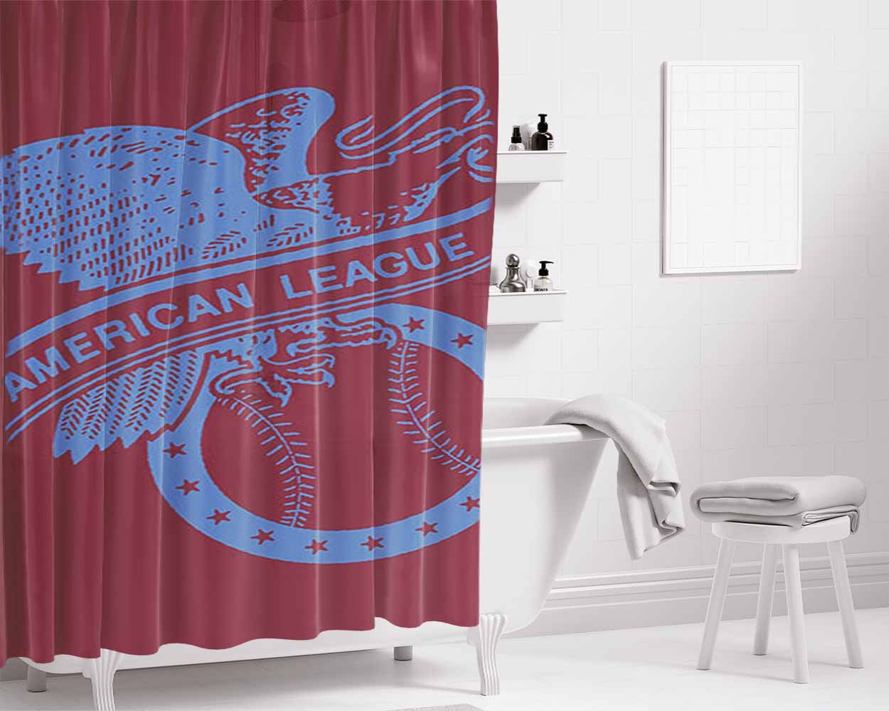 American League Bathroom Shower Curtain Fabric Waterproof | 66 X 72 Inch