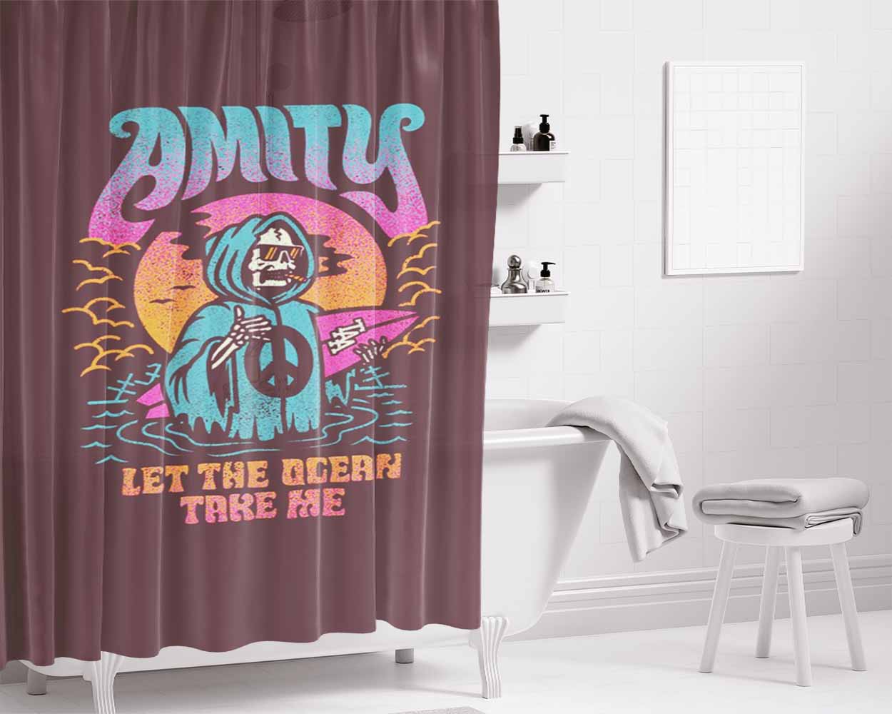 Amity Wallpaper Bathroom Shower Curtain Fabric Waterproof | 66 X 72 Inch