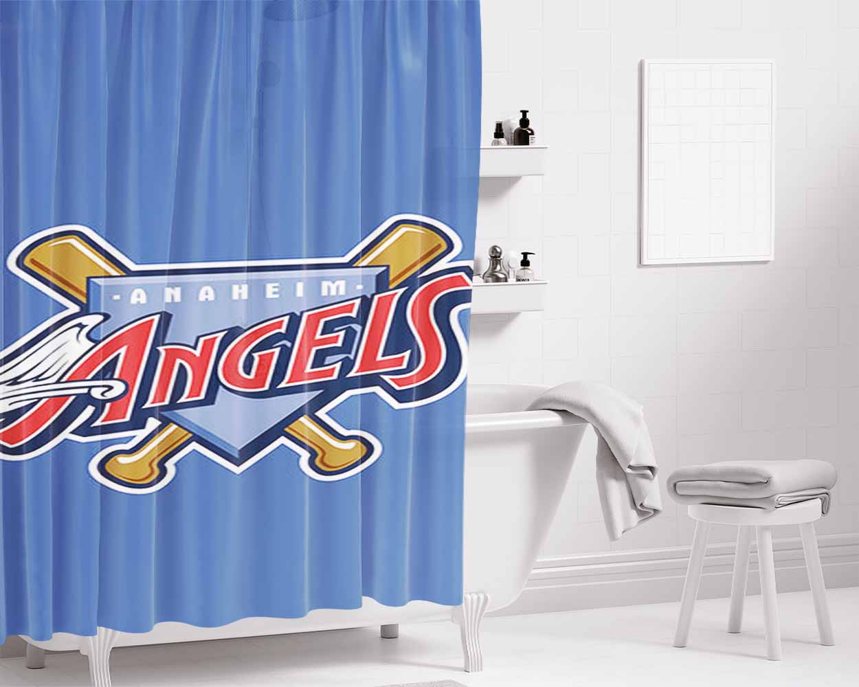 Anaheim Angels Picture Bathroom Shower Curtain Fabric Waterproof | 66 X 72 Inch