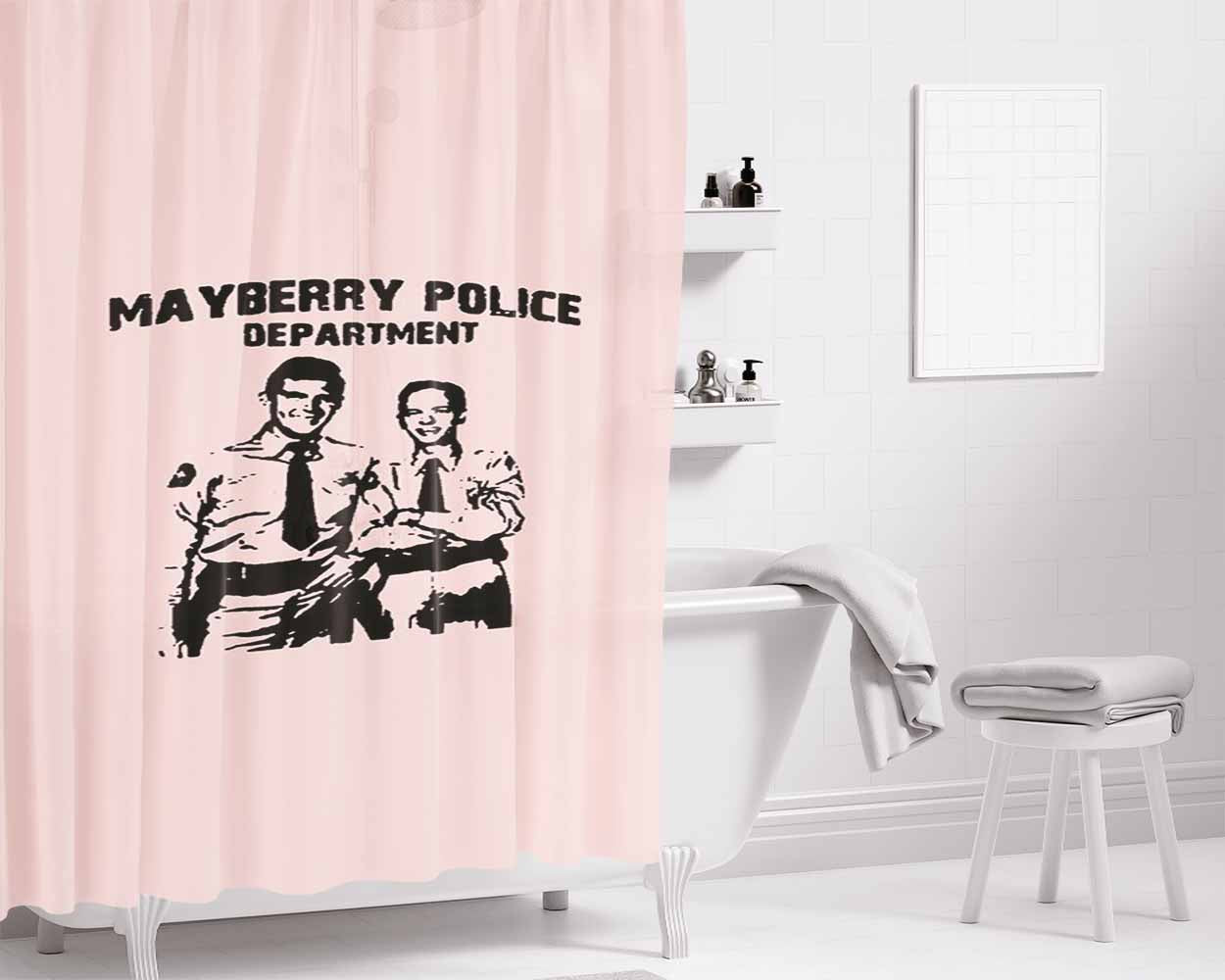 Andy Griffith Tv Show Mayberry Police Department Bathroom Shower Curtain Fabric Waterproof | 66 X 72 Inch