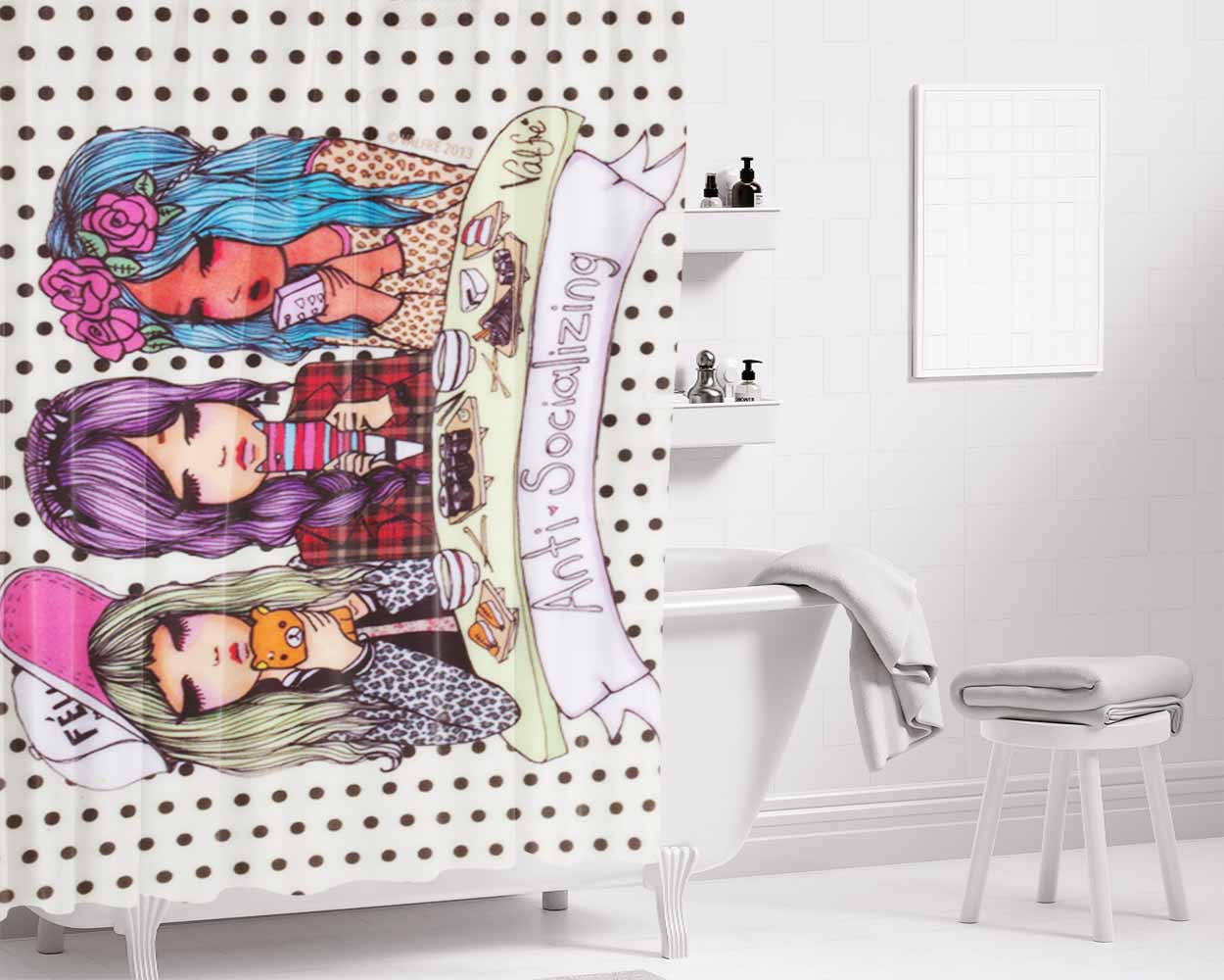 Antisocializing Bathroom Shower Curtain Fabric Waterproof | 66 X 72 Inch