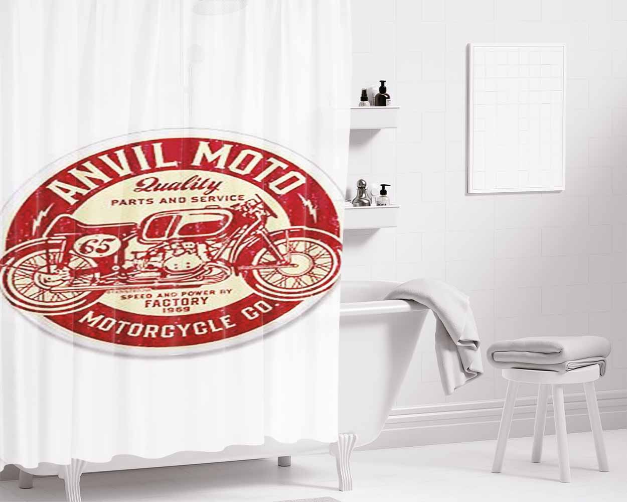 Anvil Moto Bathroom Shower Curtain Fabric Waterproof | 66 X 72 Inch