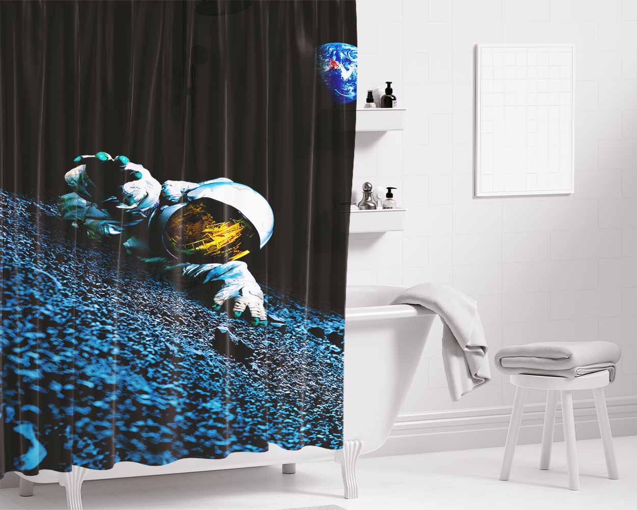 Apollo 18 Cover Bathroom Shower Curtain Fabric Waterproof | 66 X 72 Inch