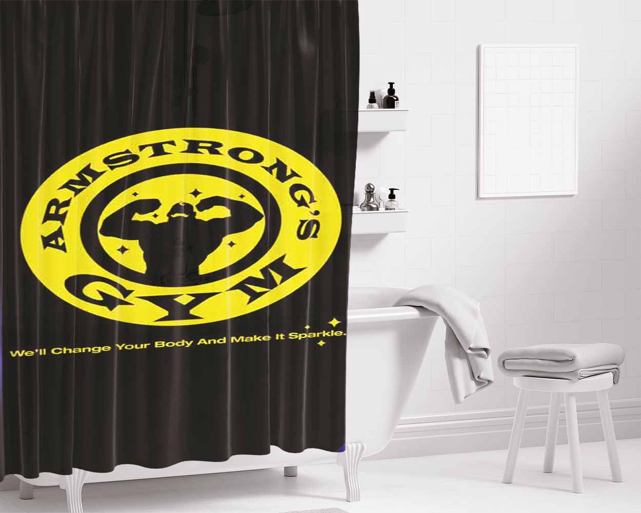 Armstrong'S Gym Bathroom Shower Curtain Fabric Waterproof | 66 X 72 Inch