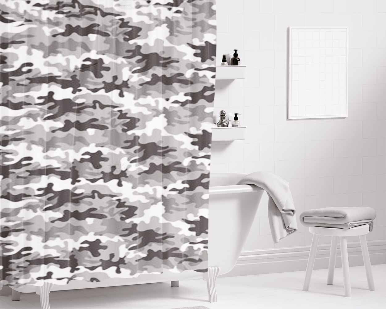 Army Camouflage Bathroom Shower Curtain Fabric Waterproof | 66 X 72 Inch