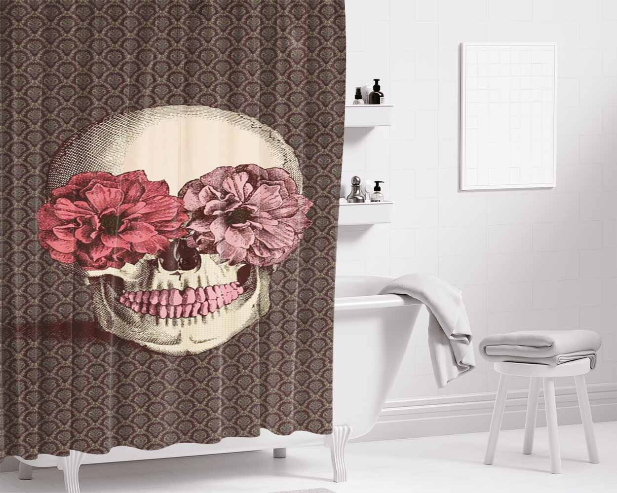 Art Skull Bathroom Shower Curtain Fabric Waterproof | 66 X 72 Inch