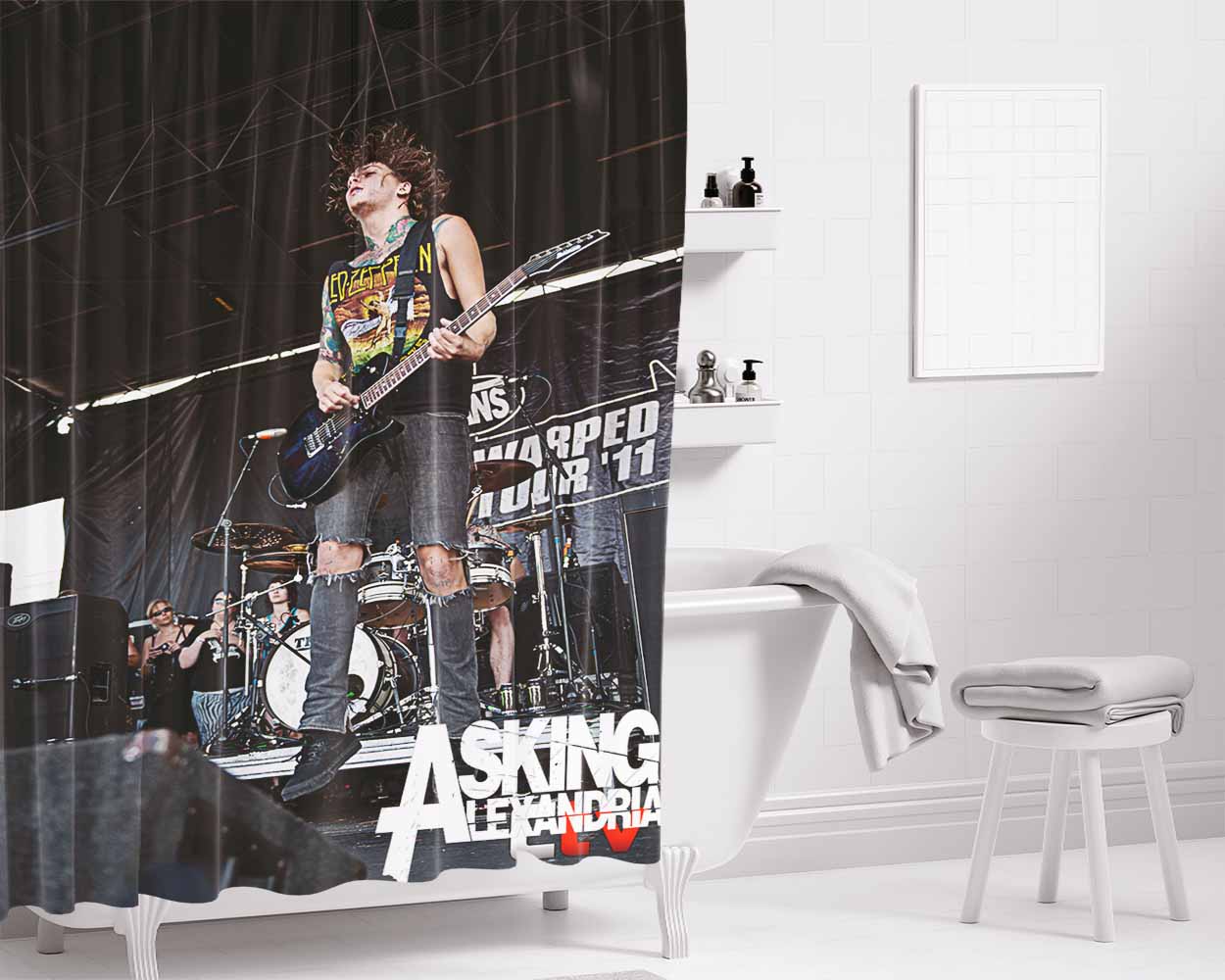 Asking Alexandria Metalcore Bathroom Shower Curtain Fabric Waterproof | 66 X 72 Inch