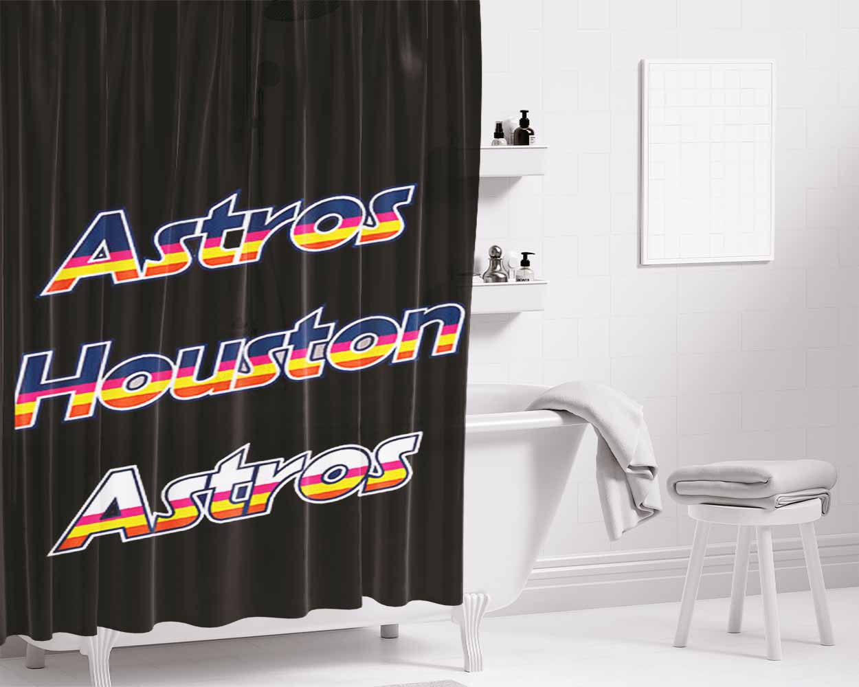 Astros Hoston Astros Bathroom Shower Curtain Fabric Waterproof | 66 X 72 Inch