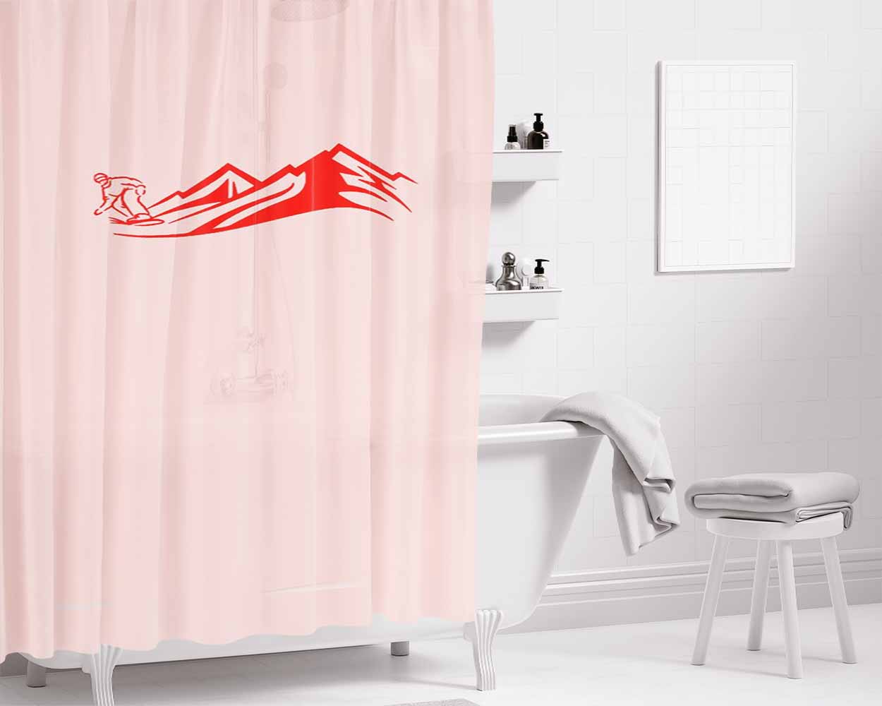 Baa Logo Bathroom Shower Curtain Fabric Waterproof | 66 X 72 Inch