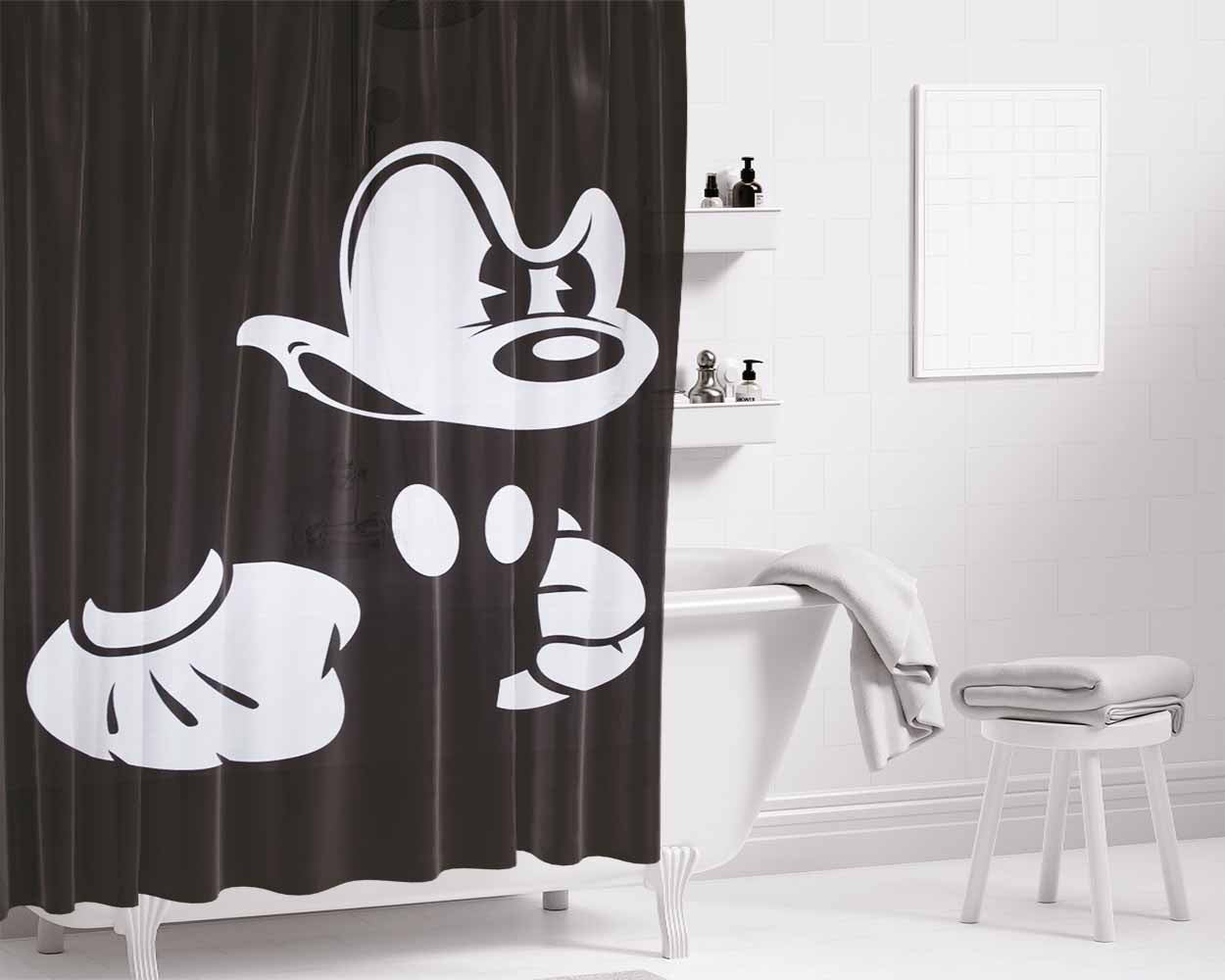 Bad Mickey Mouse Dope Pictures Bathroom Shower Curtain Fabric Waterproof | 66 X 72 Inch