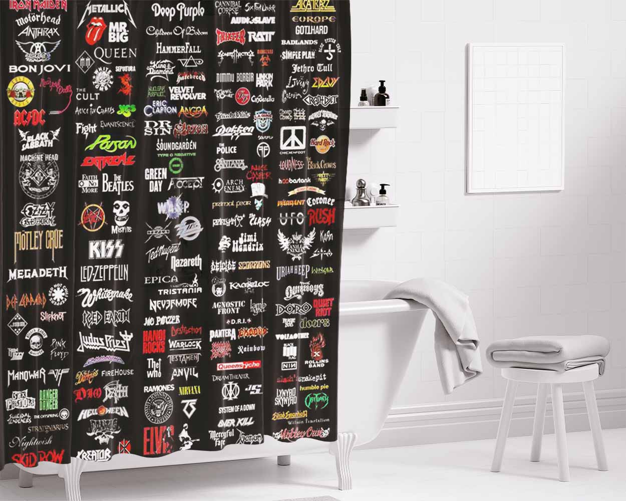 Band Compilation Europa Bathroom Shower Curtain Fabric Waterproof | 66 X 72 Inch
