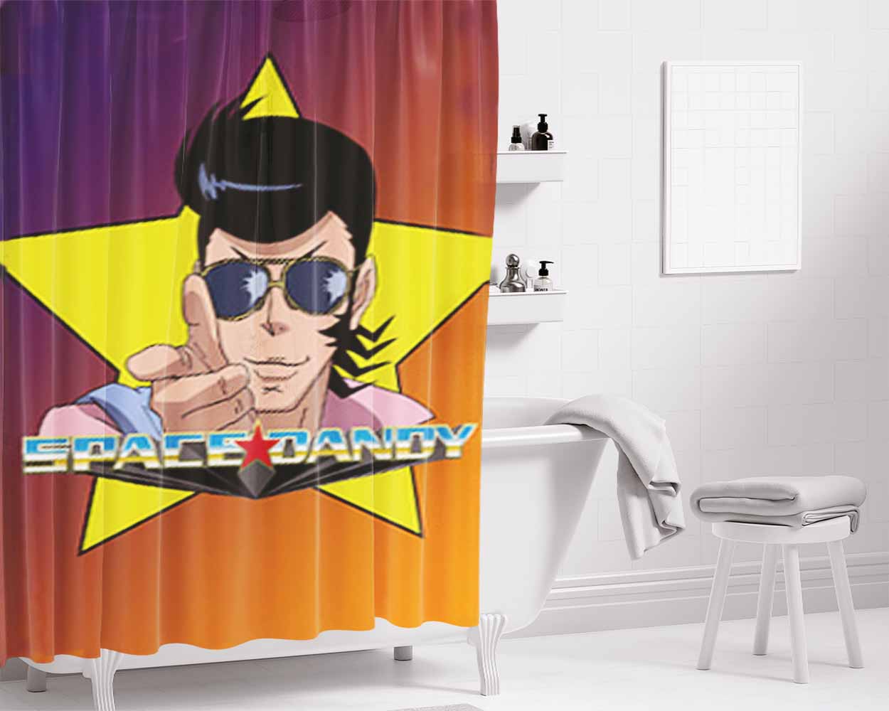 Bang Door Space Dandy Bathroom Shower Curtain Fabric Waterproof | 66 X 72 Inch