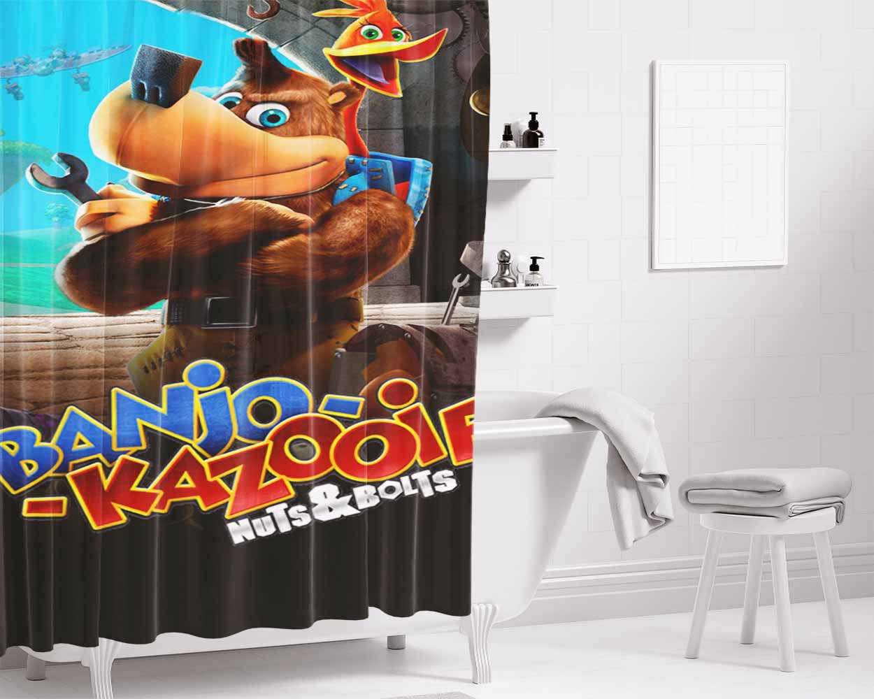 Banjo Kazooie Nuts And Bolts Smash Bathroom Shower Curtain Fabric Waterproof | 66 X 72 Inch