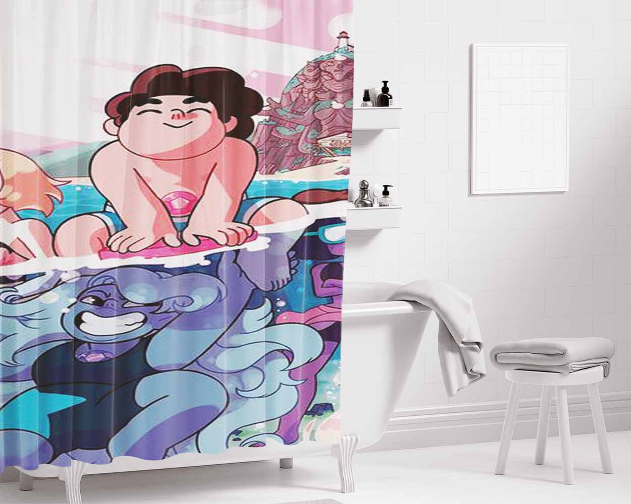 Beach Date Bathroom Shower Curtain Fabric Waterproof | 66 X 72 Inch