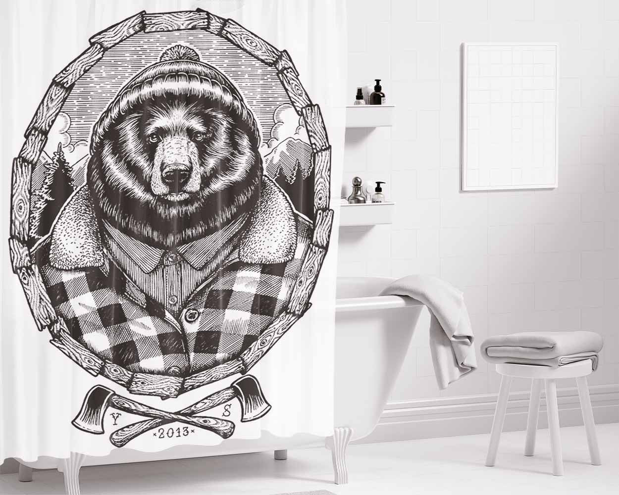Bear Ys 2013 Bathroom Shower Curtain Fabric Waterproof | 66 X 72 Inch