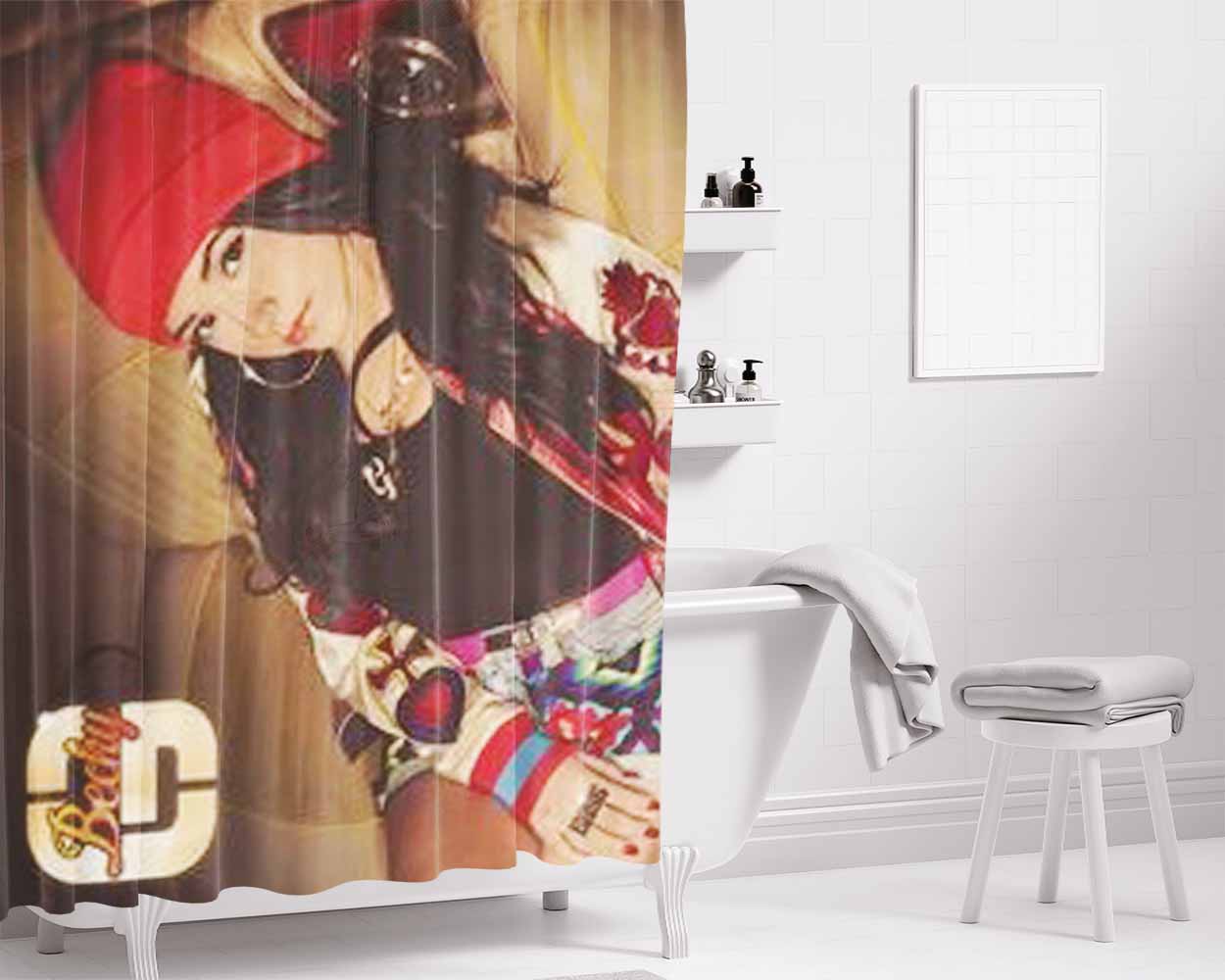 Becky G Block Bathroom Shower Curtain Fabric Waterproof | 66 X 72 Inch