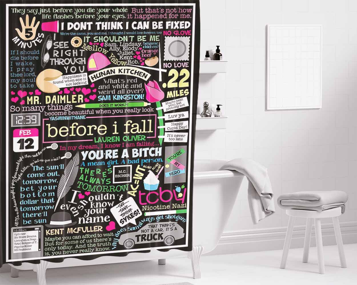 Before I Fall Bathroom Shower Curtain Fabric Waterproof | 66 X 72 Inch