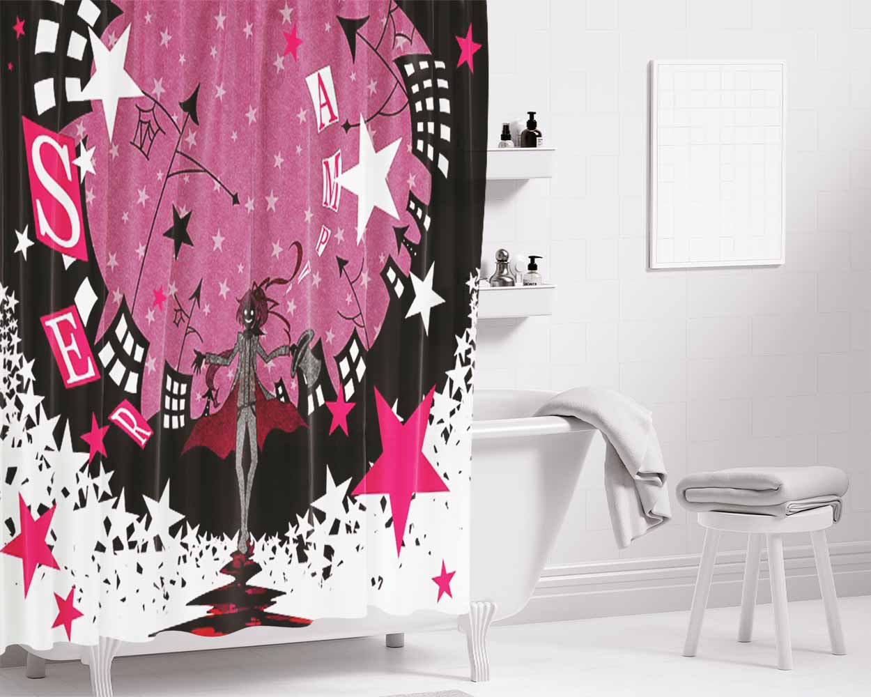 Belkia Servamp Bathroom Shower Curtain Fabric Waterproof | 66 X 72 Inch
