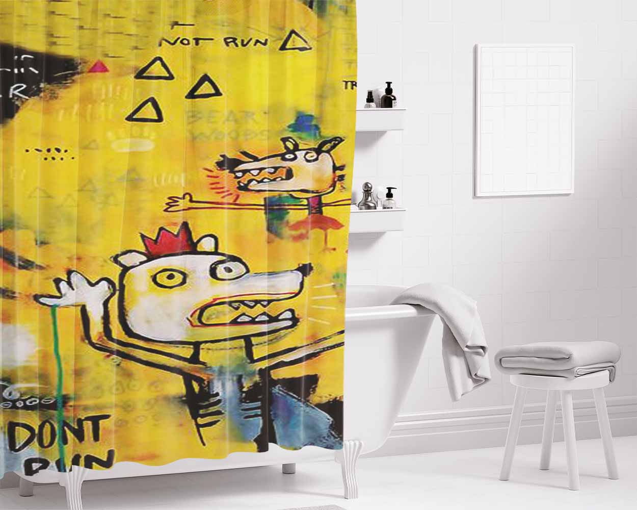 Beware Of Bears Bathroom Shower Curtain Fabric Waterproof | 66 X 72 Inch