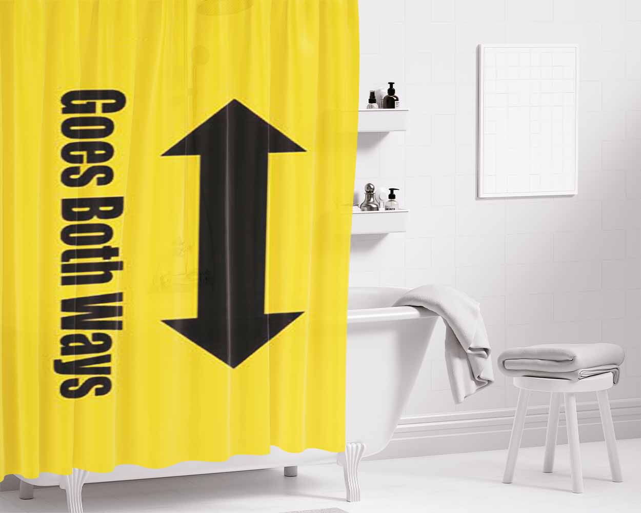 Bi Pride Goes Both Ways Bathroom Shower Curtain Fabric Waterproof | 66 X 72 Inch