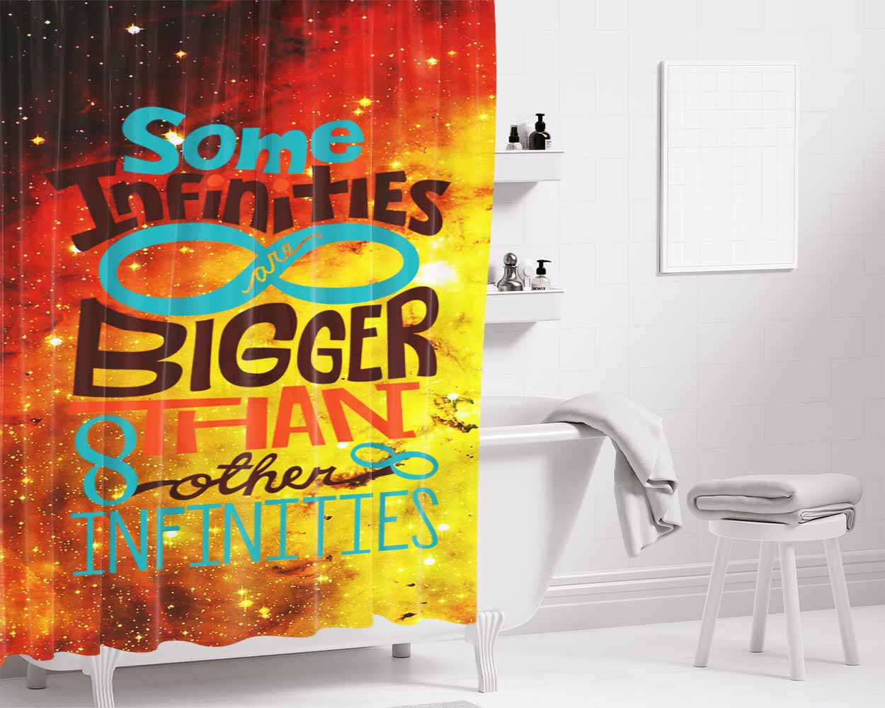 Bigger Than Other Infinites Bathroom Shower Curtain Fabric Waterproof | 66 X 72 Inch