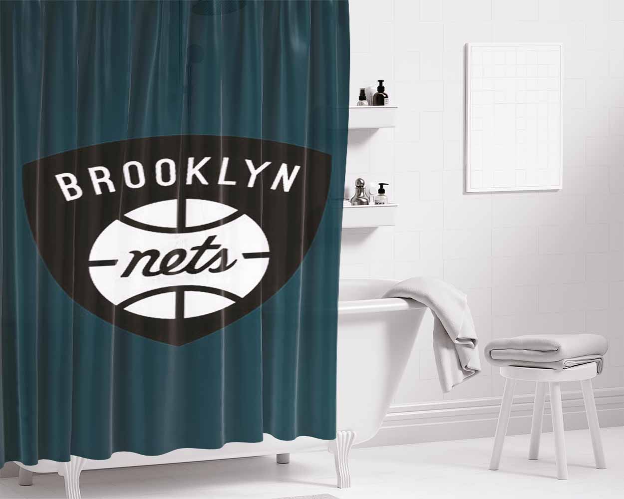 Black Broklyn Cover Bathroom Shower Curtain Fabric Waterproof | 66 X 72 Inch