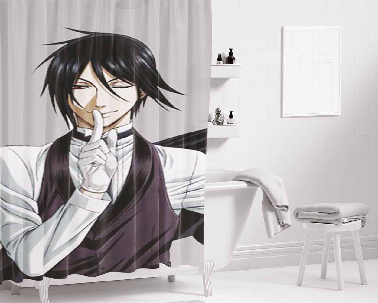 Black Butler Shhh Bathroom Shower Curtain Fabric Waterproof | 66 X 72 Inch