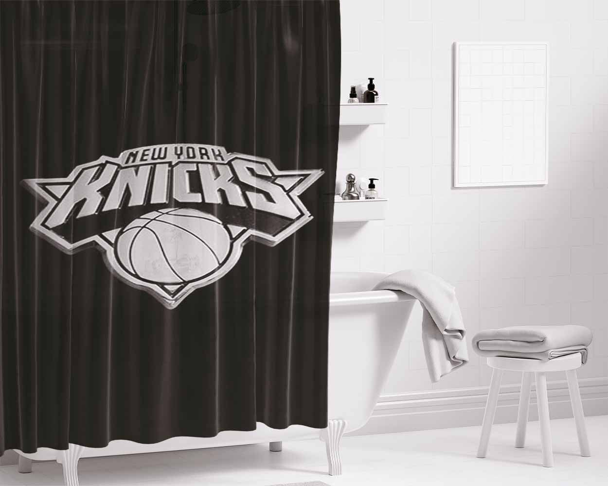 Black New York Kniks Bathroom Shower Curtain Fabric Waterproof | 66 X 72 Inch