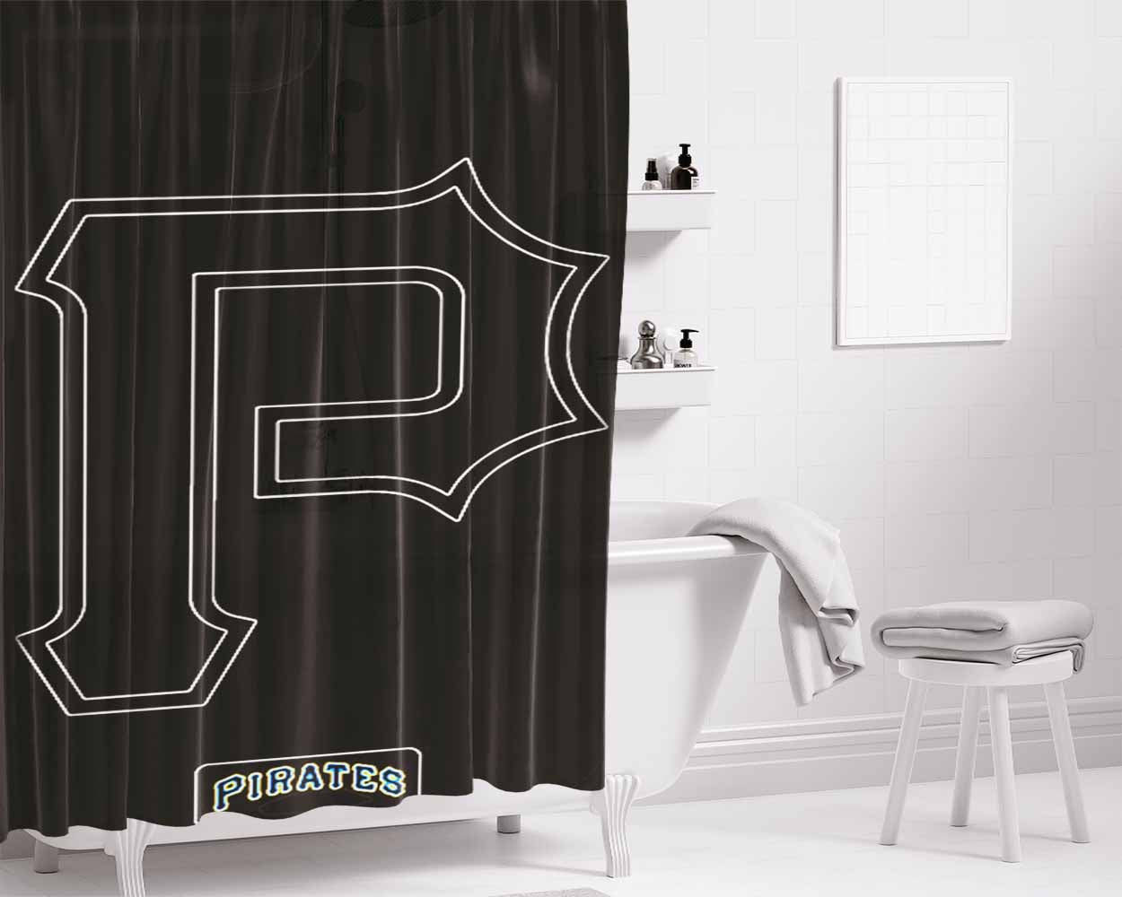 Black Pirates Bathroom Shower Curtain Fabric Waterproof | 66 X 72 Inch