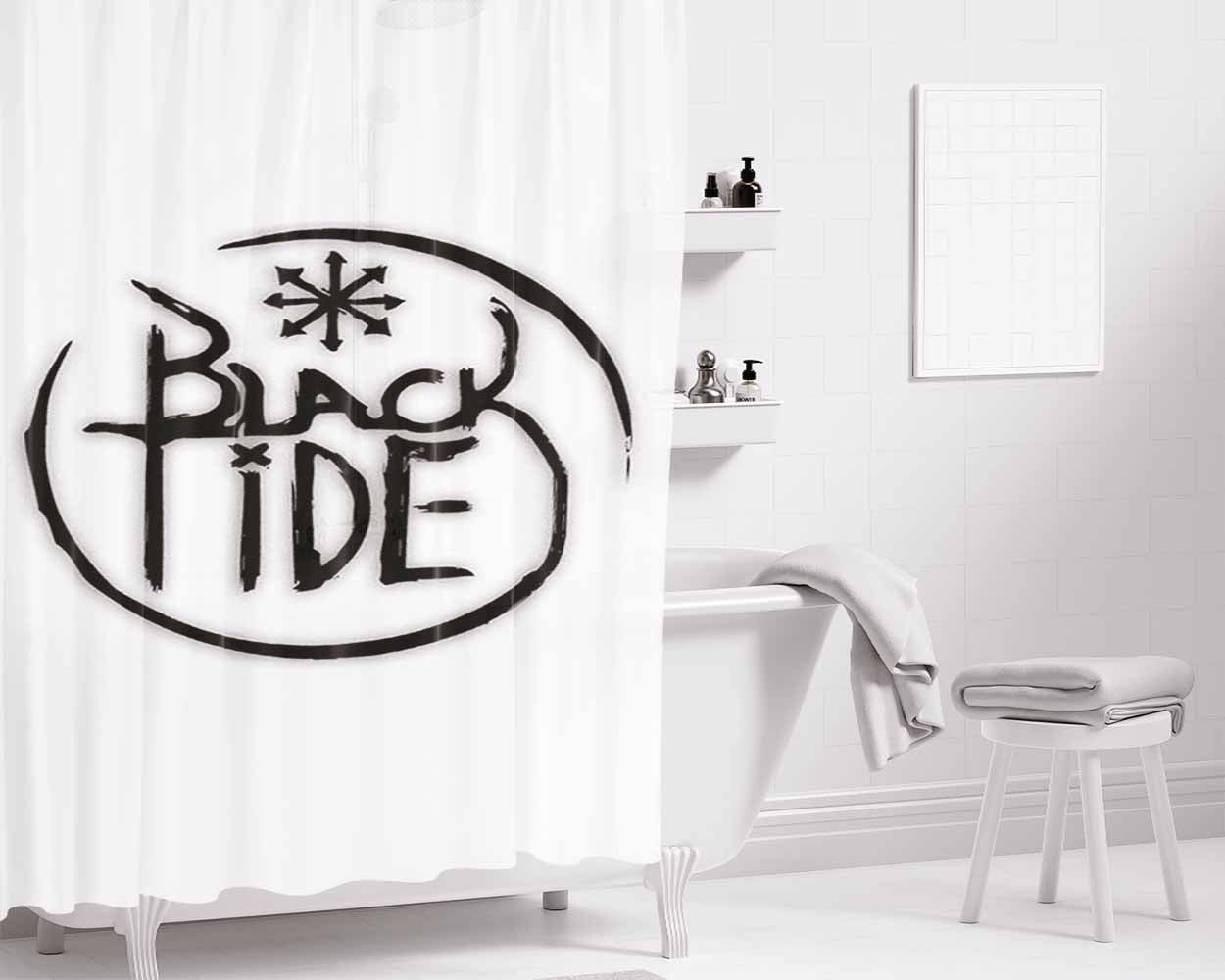 Black Tide Bathroom Shower Curtain Fabric Waterproof | 66 X 72 Inch