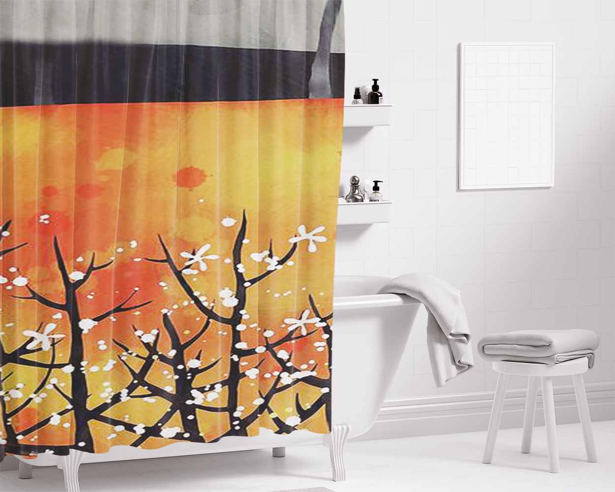Blackthorn Bathroom Shower Curtain Fabric Waterproof | 66 X 72 Inch