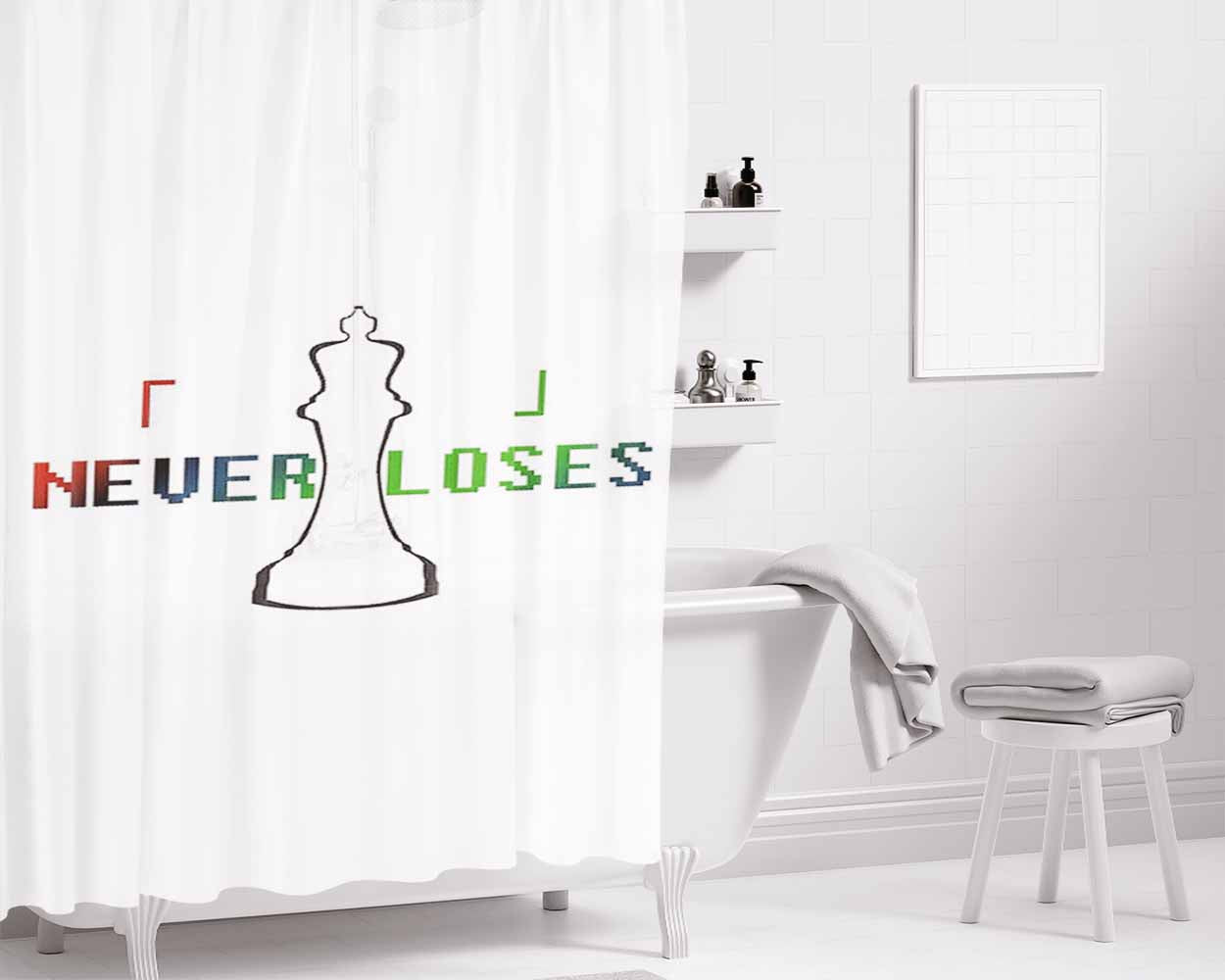 Blank Never Loses No Game No Life Bathroom Shower Curtain Fabric Waterproof | 66 X 72 Inch