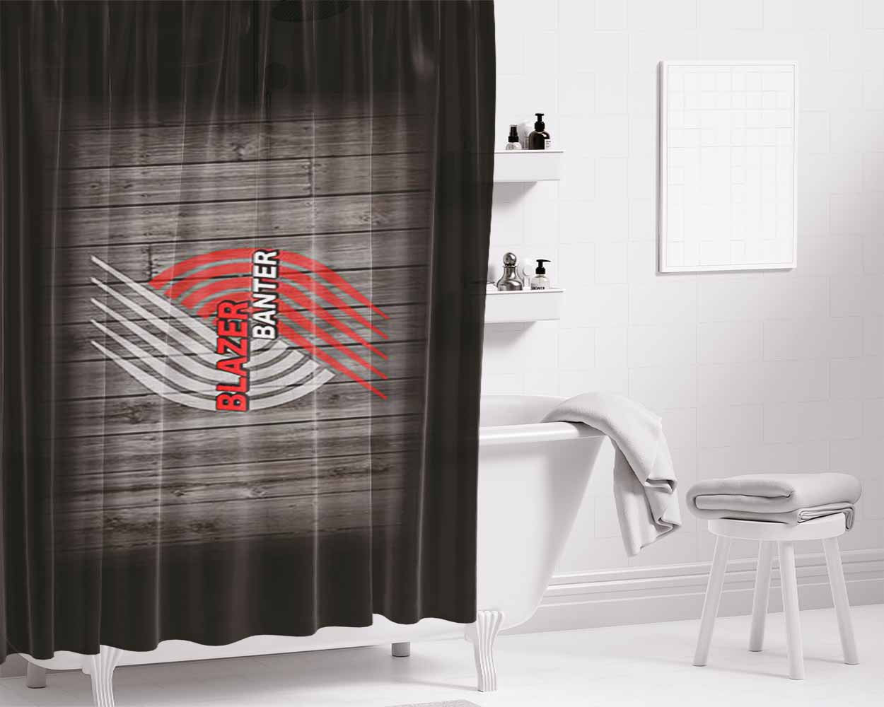 Blazer Banter Bathroom Shower Curtain Fabric Waterproof | 66 X 72 Inch