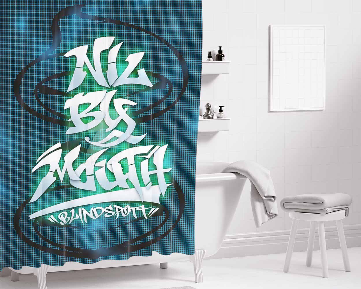 Blindspott Nil By Mouth Bathroom Shower Curtain Fabric Waterproof | 66 X 72 Inch