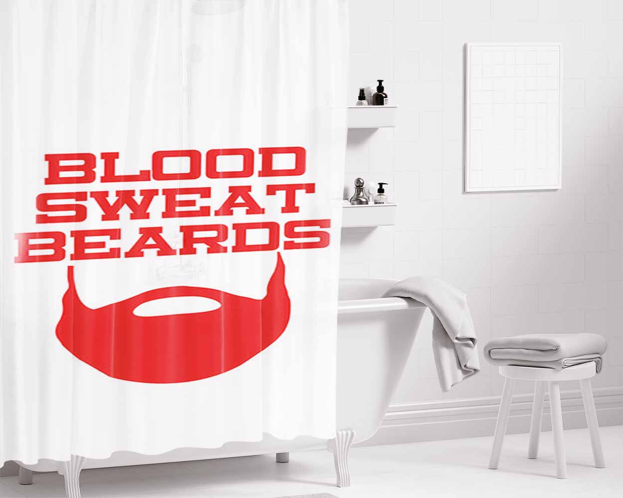 Blood Sweat Beards Bathroom Shower Curtain Fabric Waterproof | 66 X 72 Inch