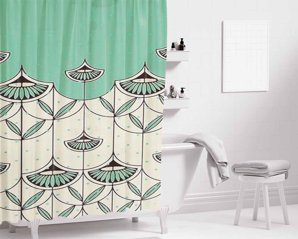 Blooming Winter Bathroom Shower Curtain Fabric Waterproof | 66 X 72 Inch