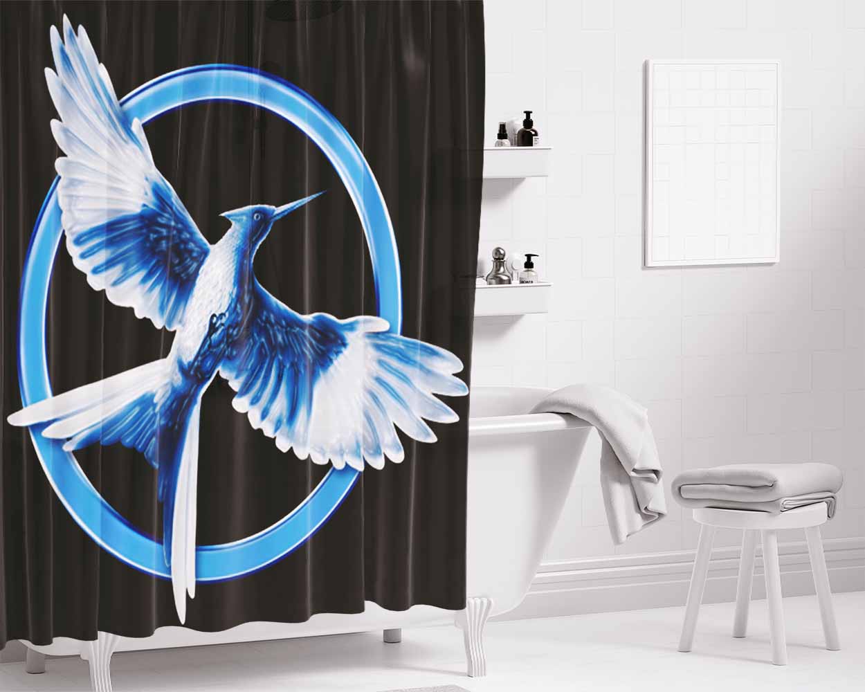 Blue Galaxy Mockingjay Bathroom Shower Curtain Fabric Waterproof | 66 X 72 Inch