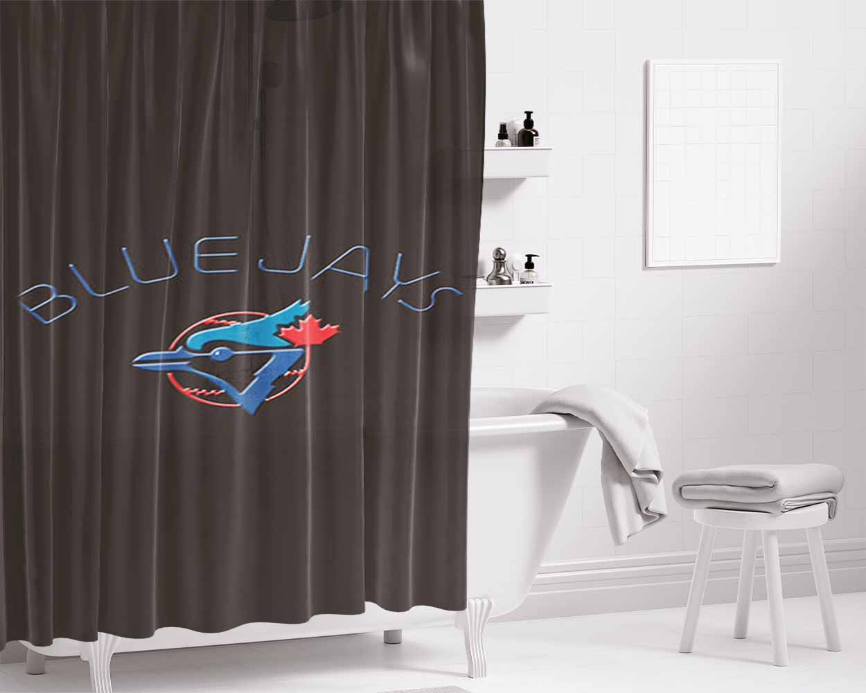 Blue Jays Simple Bathroom Shower Curtain Fabric Waterproof | 66 X 72 Inch